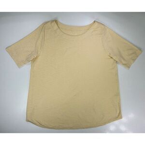 J. Jill Womens Large Yellow Pima Slub Elbow Sleeve Tee Shirt Top‎ Classic Neck